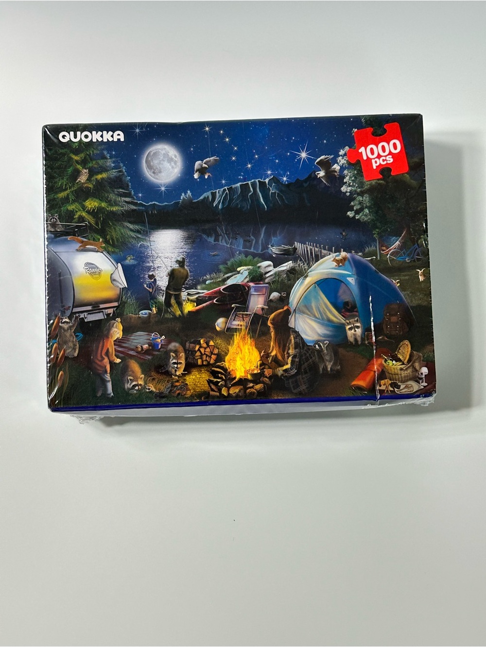 QUOKKA 1000 Pieces Jigsaw Puzzle - Night Camping Under Full Moon - NEW Sealed